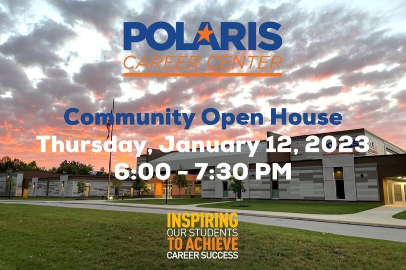 community open house flyer with polaris career center building in background